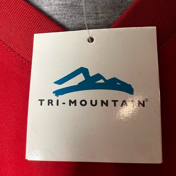 Tri-Mountain Red a white V Neck Long Sleeve Windbreaker Size 2XL - Picture 5 of 7